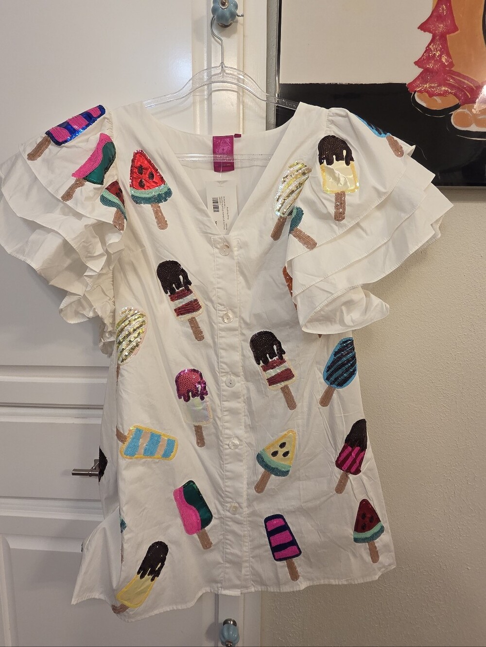 Queen of Sparkles multi popsicle dress SIZE LARGE. NWT qos